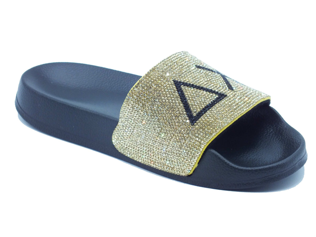 SUN68 SUN68 Ciabatte Donna X36211 Slippers Strass Logo Nero Oro gomma nero Nero Oro
