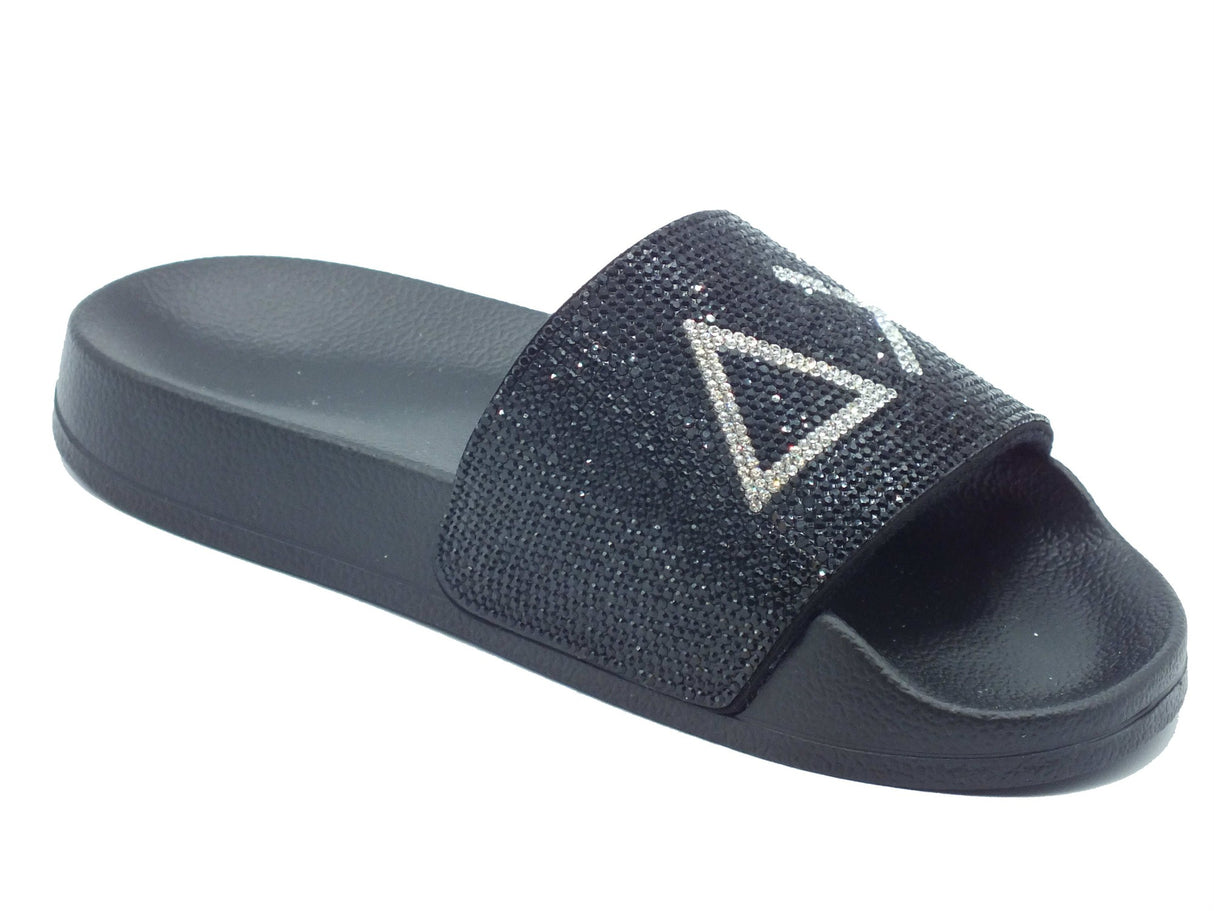 SUN68 SUN68 Ciabatte Donna X36211 Slippers Strass Logo Nero gomma nero Nero