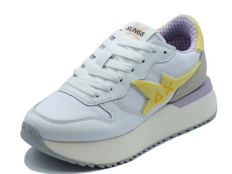 SUN68 SUN68 Sportive Donna Z36222 Big Stargirl Spongee Logo Bianco Giallo pelle bianco Bianco
