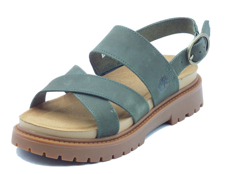 Timberland Timberland Sandali tacco basso Donna 0A2KZ5 Clairemont Way Dark Green pelle verde Dark Green