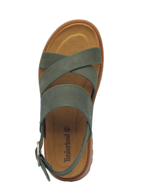 Timberland Timberland Sandali tacco basso Donna 0A2KZ5 Clairemont Way Dark Green pelle verde Dark Green
