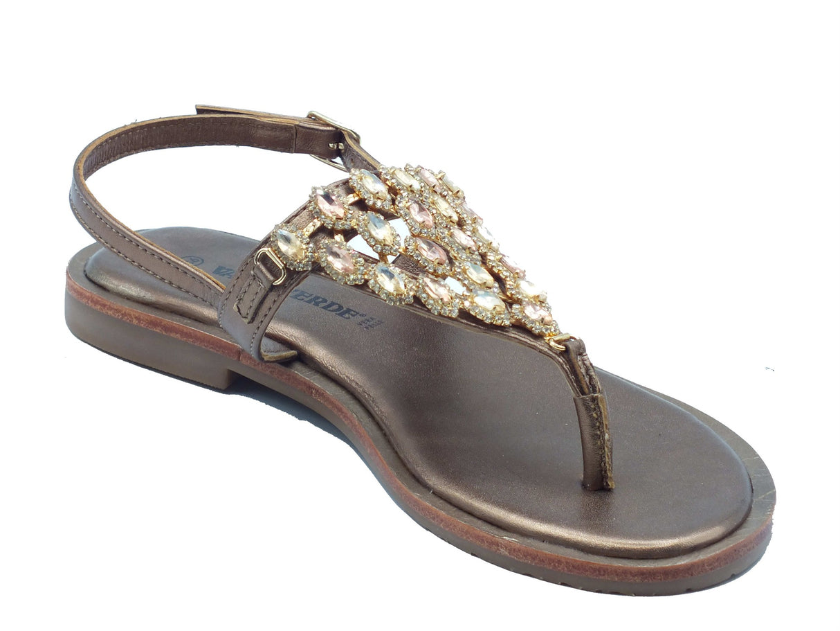 Valleverde Valleverde Infradito zeppa bassa Donna 14121 Bronzo pelle marrone Bronzo