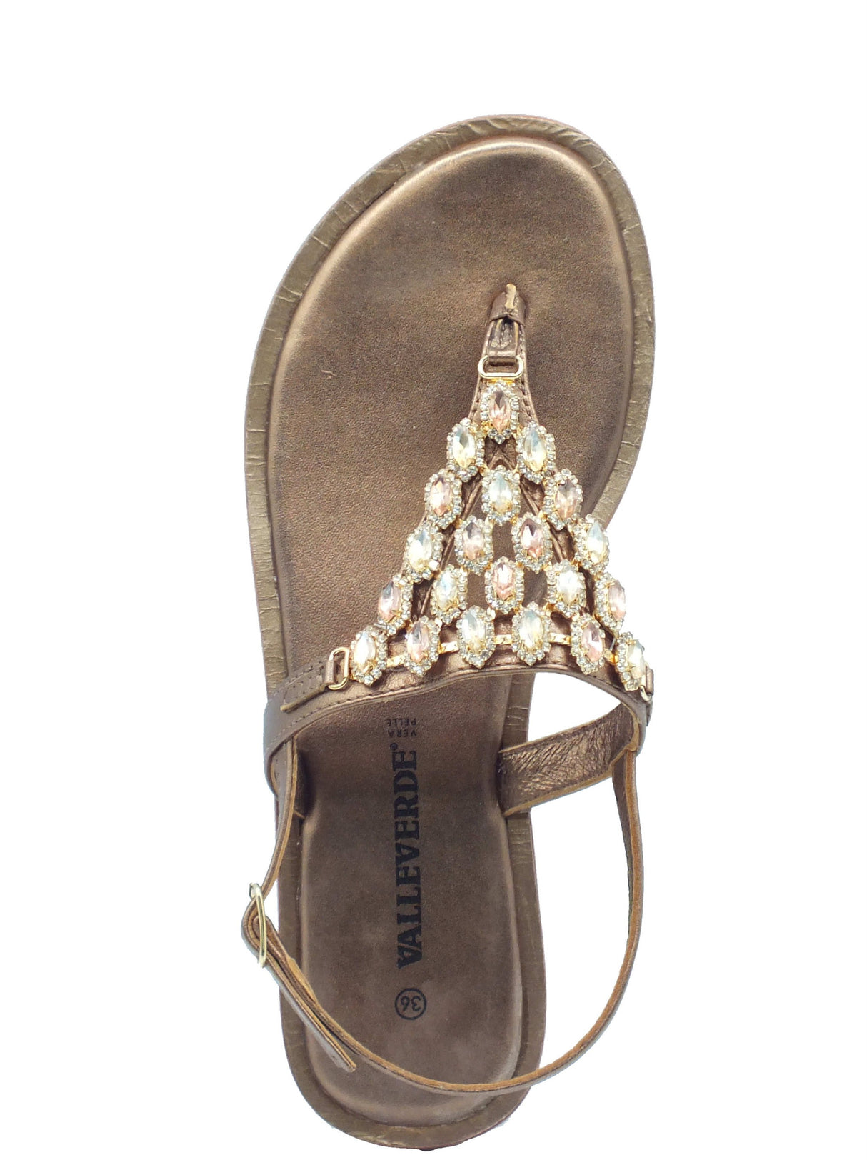 Valleverde Valleverde Infradito zeppa bassa Donna 14121 Bronzo pelle marrone Bronzo