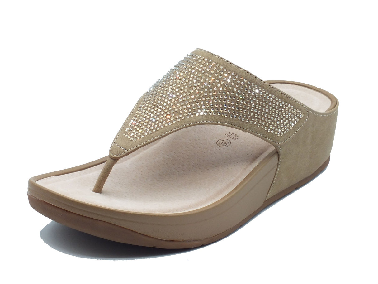 Valleverde Valleverde Infradito zeppa bassa Donna V650Z Taupe sintetico beige Taupe