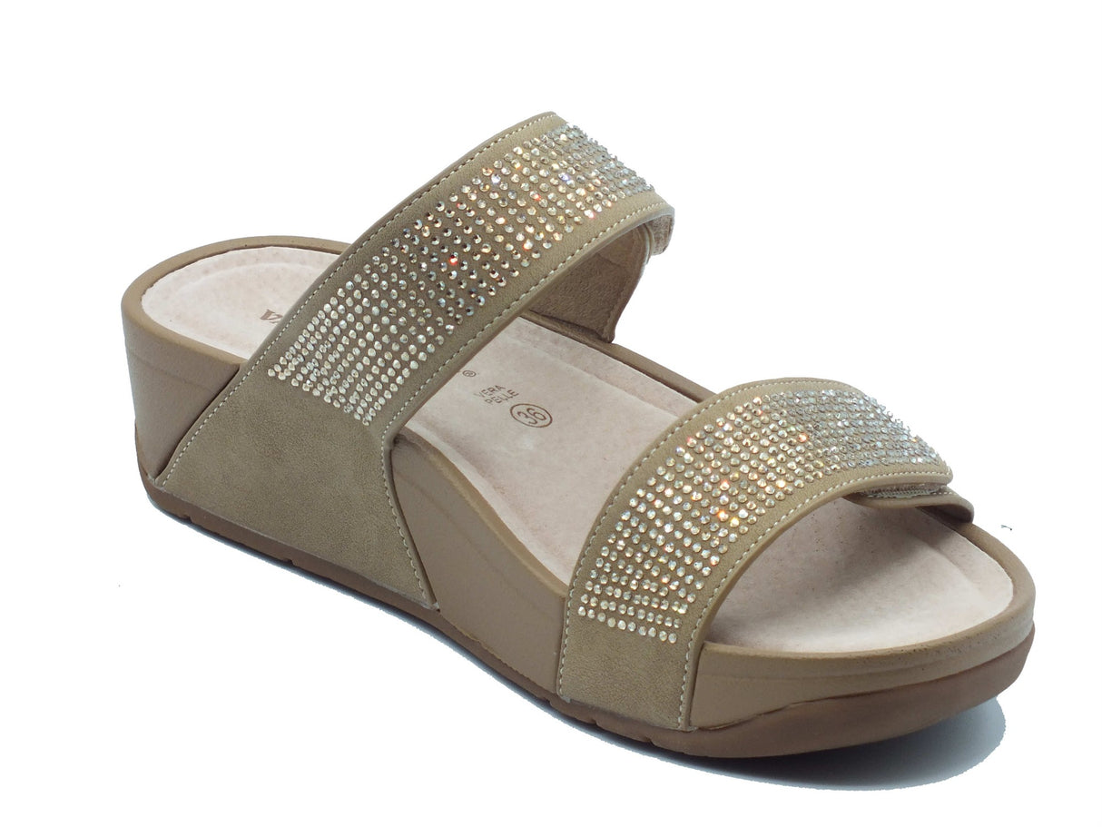 Valleverde Valleverde Sandali zeppa bassa Donna V651Z Taupe pelle beige Taupe