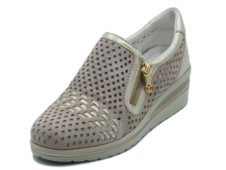Valleverde Valleverde Mocassini Donna VD350W Suede Ecru pelle beige Ecru