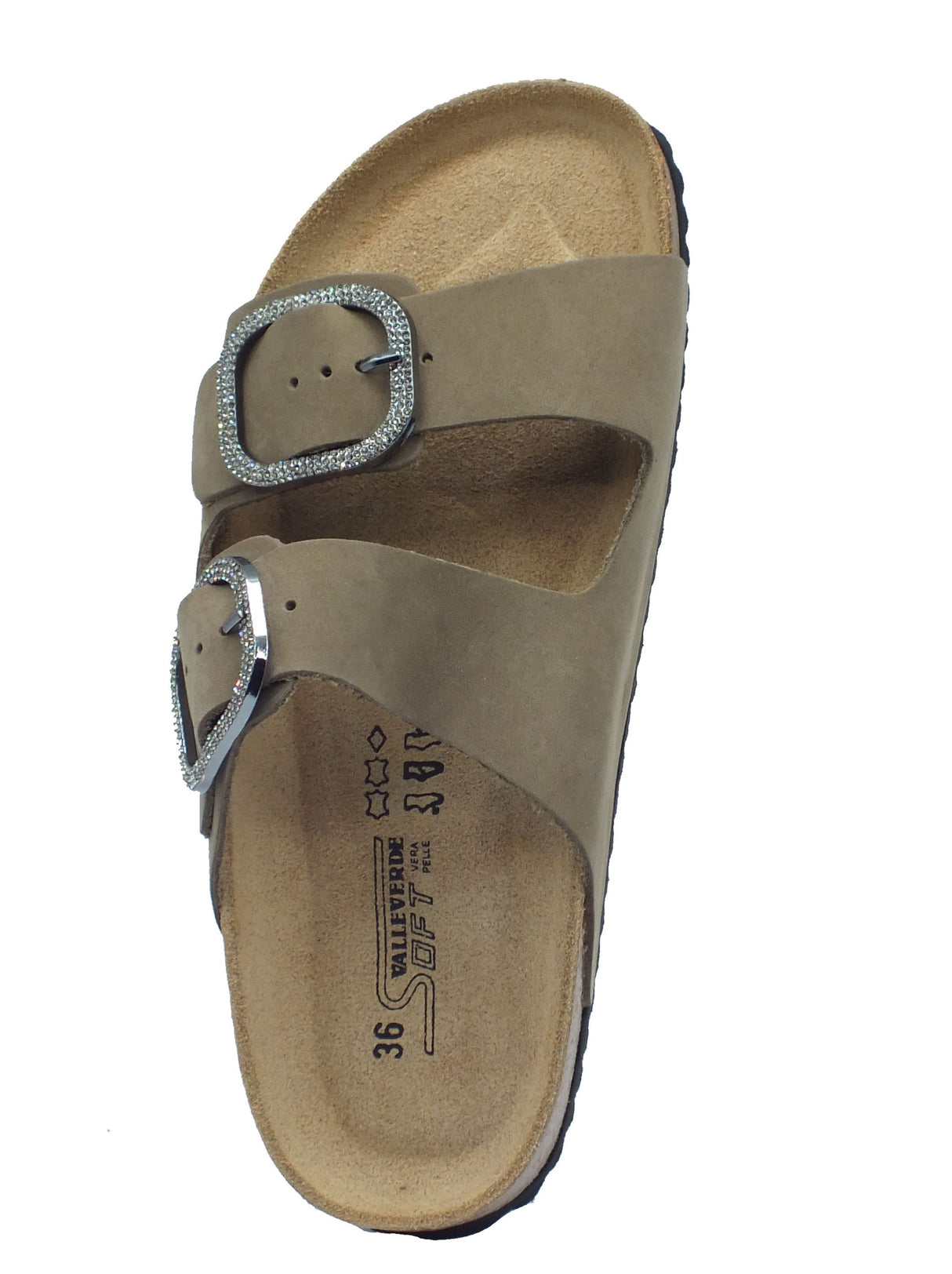 Valleverde Valleverde Sandali zeppa bassa Donna VG1571TK Nabuk Kaki pelle beige Kaki
