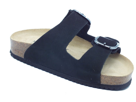 Valleverde Valleverde Sandali zeppa bassa Donna VG1571TK Nabuk Nero pelle nero nero