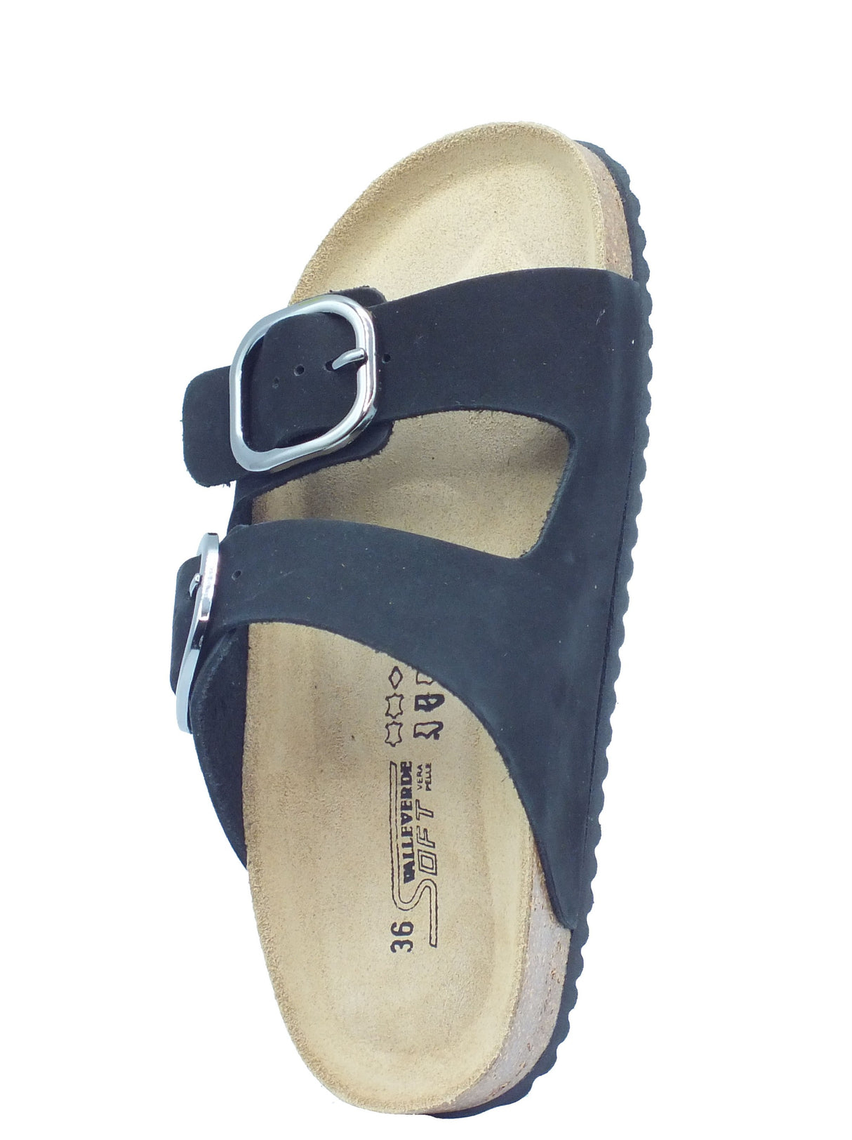 Valleverde Valleverde Sandali zeppa bassa Donna VG1571TK Nabuk Nero pelle nero nero