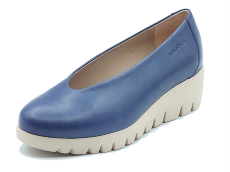 Wonders Wonders Decoltè con zeppa Donna C-33100 Sauvag Baltic pelle blu Baltic