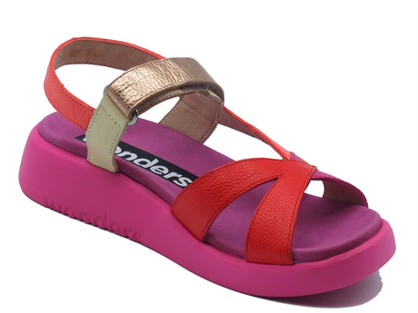 Wonders Wonders Sandali zeppa bassa Donna C-6552 Mar Wild Fucsia pelle fucsia Fucsia