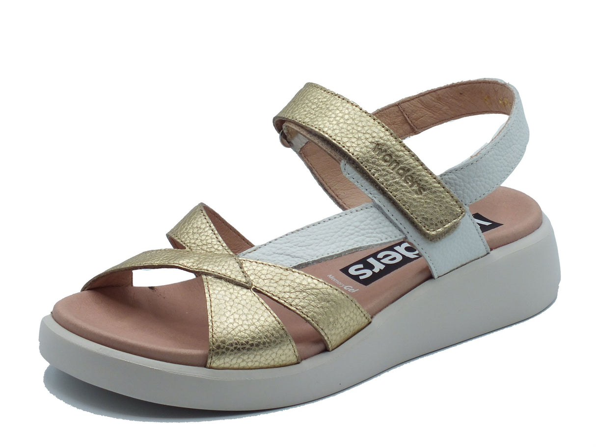 Wonders Wonders Sandali zeppa bassa Donna C-6552 Mar Max Platino pelle oro Platino