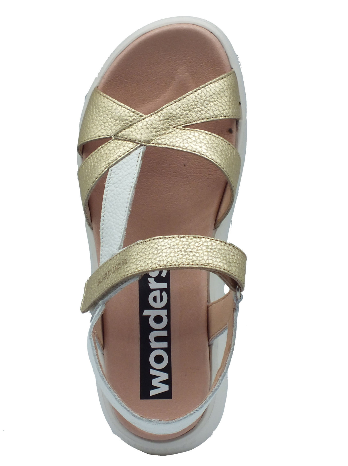 Wonders Wonders Sandali zeppa bassa Donna C-6552 Mar Max Platino pelle oro Platino
