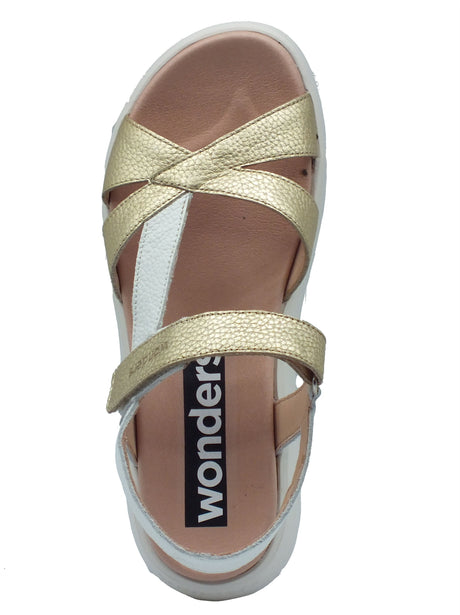 Wonders Wonders Sandali zeppa bassa Donna C-6552 Mar Max Platino pelle oro Platino