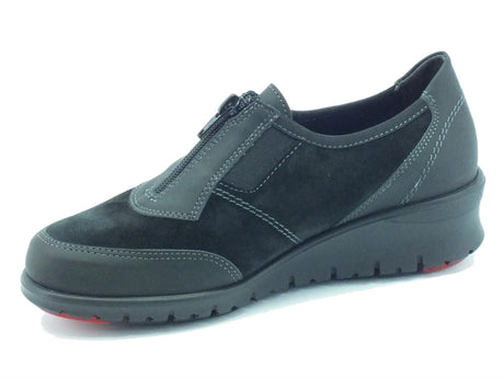 Cinzia Soft Mocassini Cinzia Soft donna in camoscio nero con lampo NERO