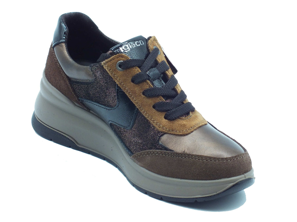 Igi&Co Igi&Co Sneakers Donna 2152311 Scam Castagno Nero pelle marrone Castagno Nero