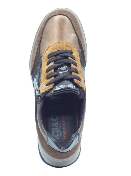 Igi&Co Igi&Co Sneakers Donna 2152311 Scam Castagno Nero pelle marrone Castagno Nero