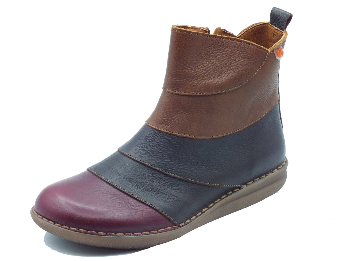 Jungla Jungla Tronchetti con zeppa Donna 8573 Alaska Bordò pelle multicolore Bordò