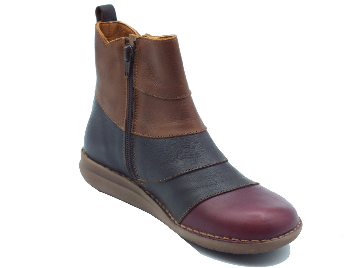 Jungla Jungla Tronchetti con zeppa Donna 8573 Alaska Bordò pelle multicolore Bordò