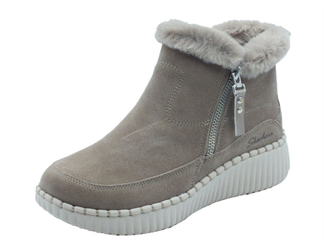 Skechers Skechers Tronchetti con zeppa Donna 168108 Fresh Zip Taupe pelle beige Taupe