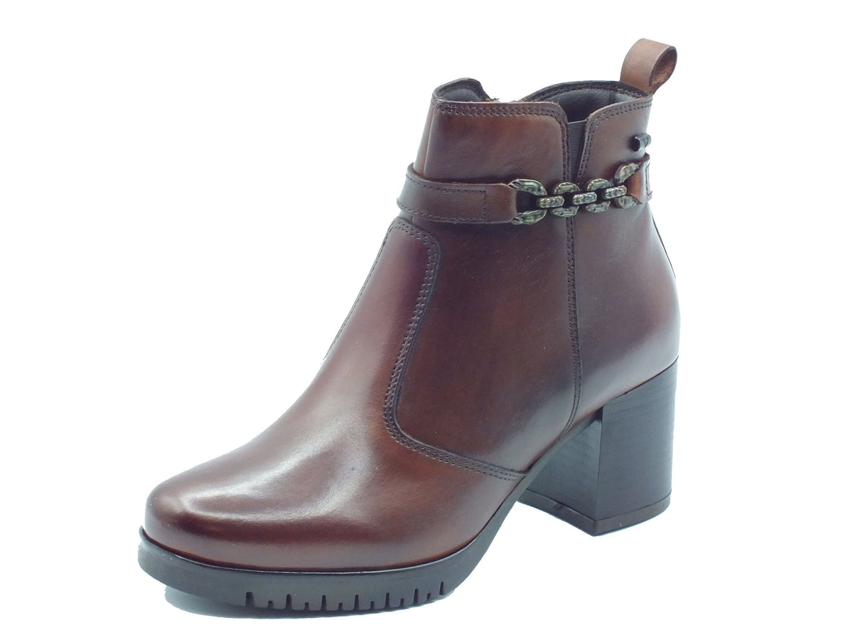 Valleverde Valleverde Tronchetti con tacco Donna 47663 Vitello Marrone pelle marrone Marrone