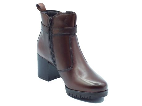 Valleverde Valleverde Tronchetti con tacco Donna 47663 Vitello Marrone pelle marrone Marrone