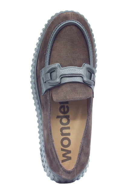 Wonders Wonders Mocassini Donna A-5203 Xfly Charme Testa pelle marrone testa di moro