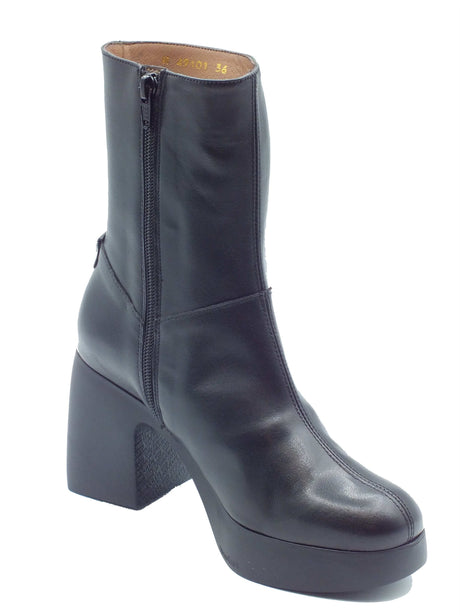 Wonders Wonders Tronchetti con tacco Donna H-49101 Lady Isy Negro pelle nero Negro