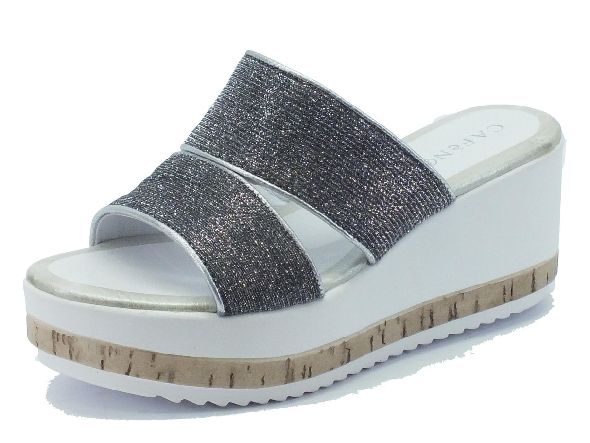 CafèNoir Sandali CafèNoir modello scalsato in tessuto glitterato antracite Antracite