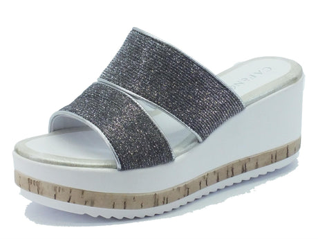 CafèNoir Sandali CafèNoir modello scalsato in tessuto glitterato antracite Antracite