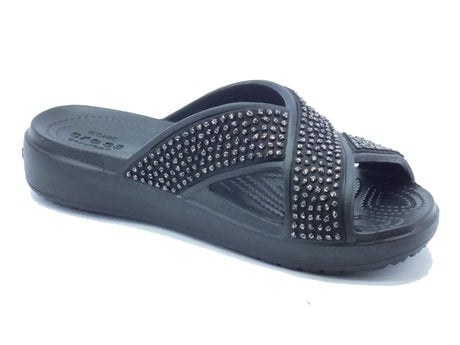 Crocs Sandali Crocs per donna in gomma nera effetto brillantinato Black