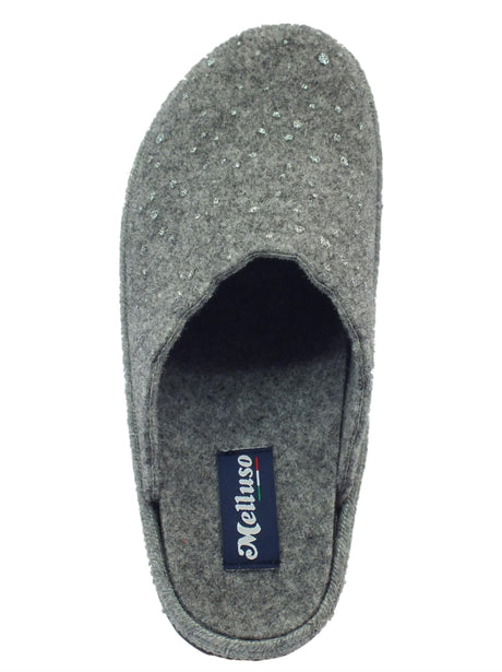 Melluso Pantofole Melluso per donna in tessuto grigio sottopiede estraibile zeppa media Grigio