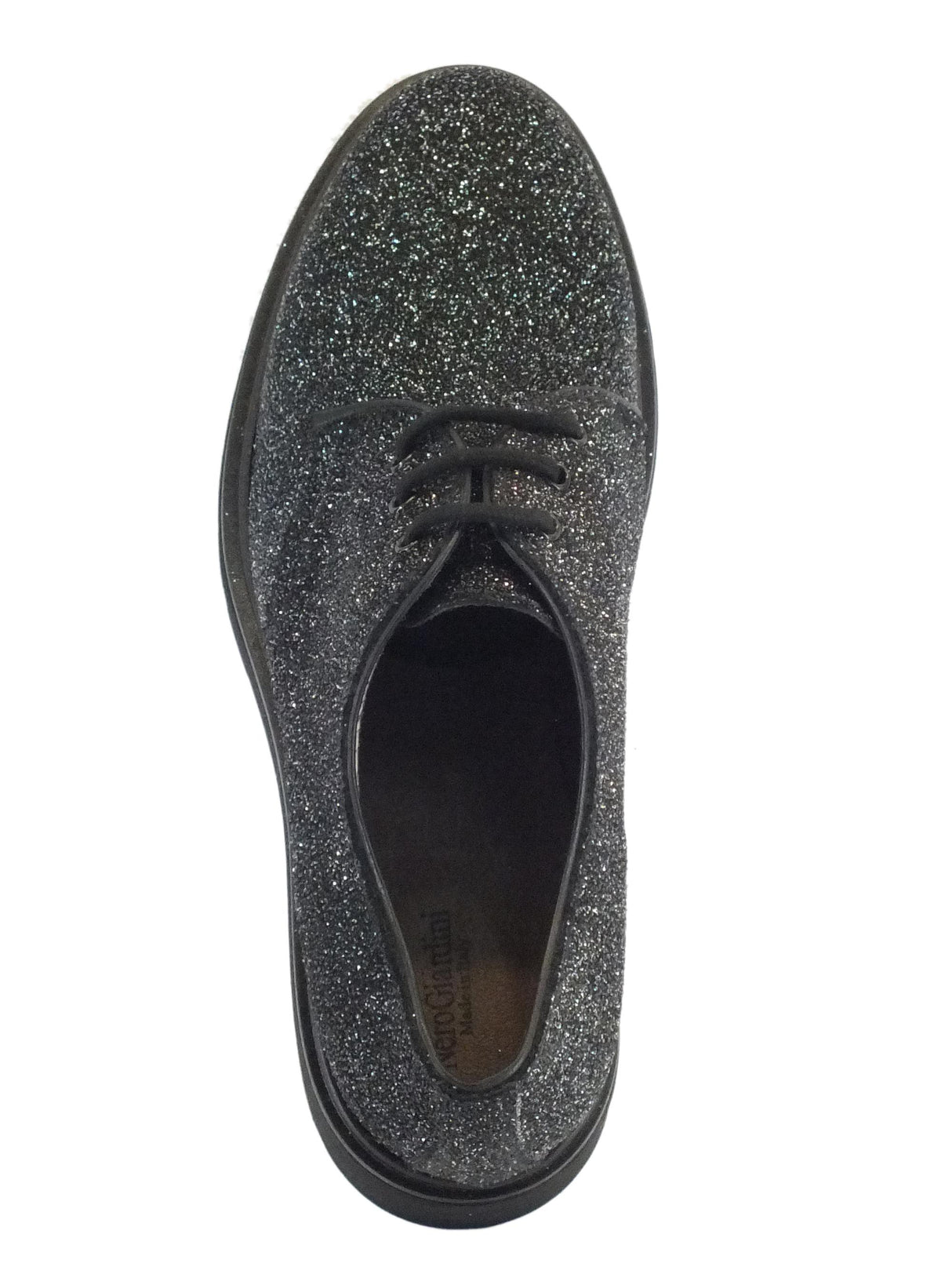 Nero Giardini Scarpe NeroGiardini per donna in glitter nero ed argento con lacci Nero Argento