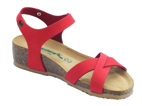 BioNatura BioNatura 12 Fregene IMB Nabuk Coral Sandali per Donna con zeppa bassa Corallo