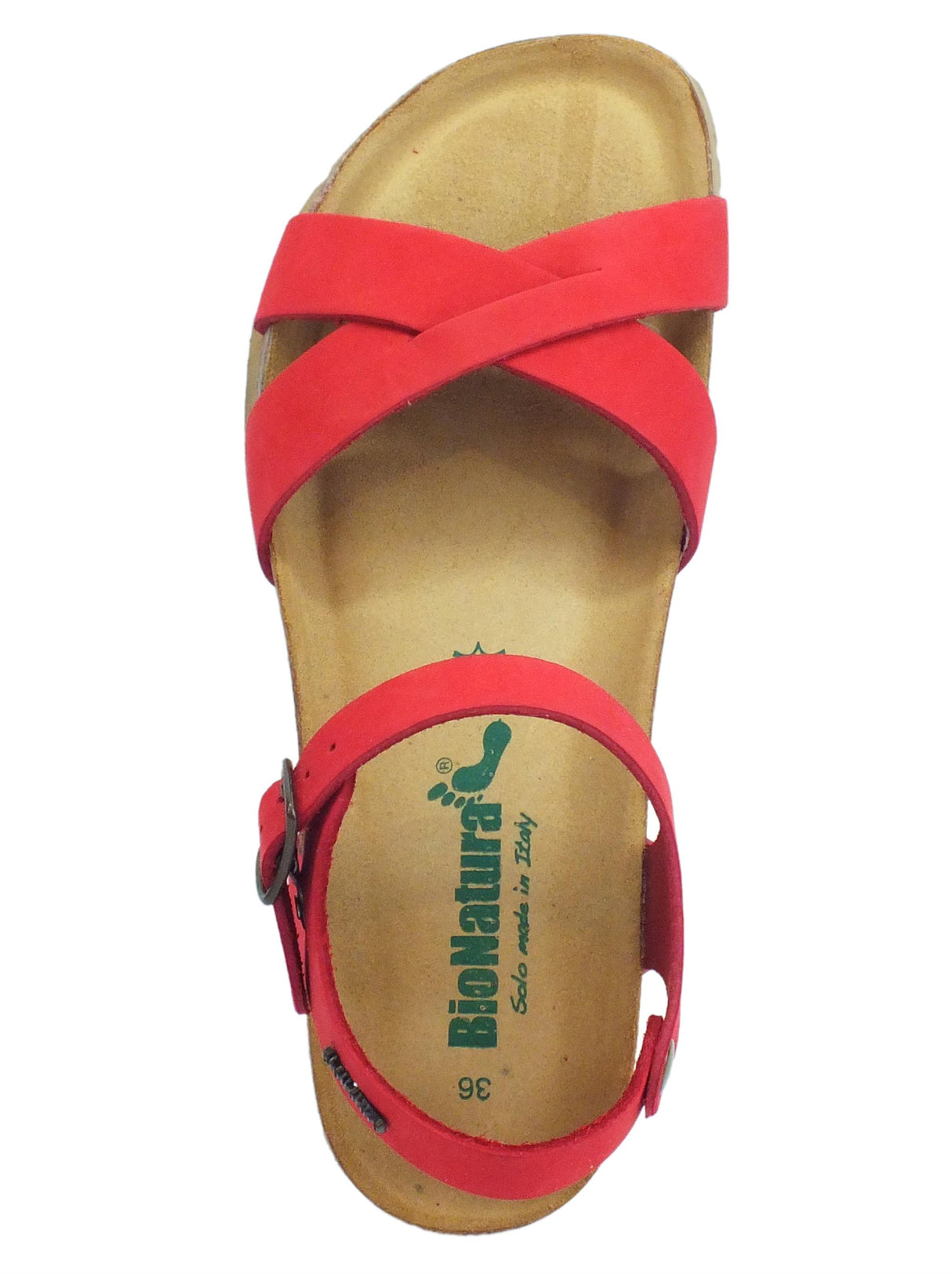 BioNatura BioNatura 12 Fregene IMB Nabuk Coral Sandali per Donna con zeppa bassa Corallo