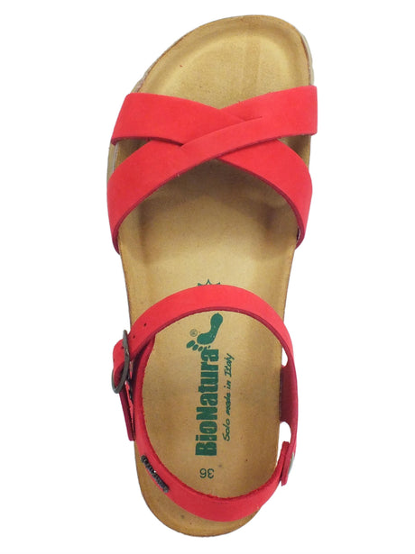 BioNatura BioNatura 12 Fregene IMB Nabuk Coral Sandali per Donna con zeppa bassa Corallo
