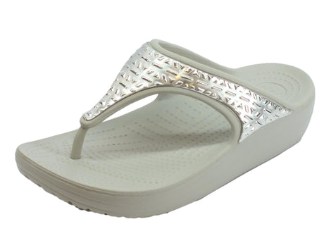 Crocs Infradito Crocs per donna Sloane Graphics in gomma grigio e cromato argento White Silver