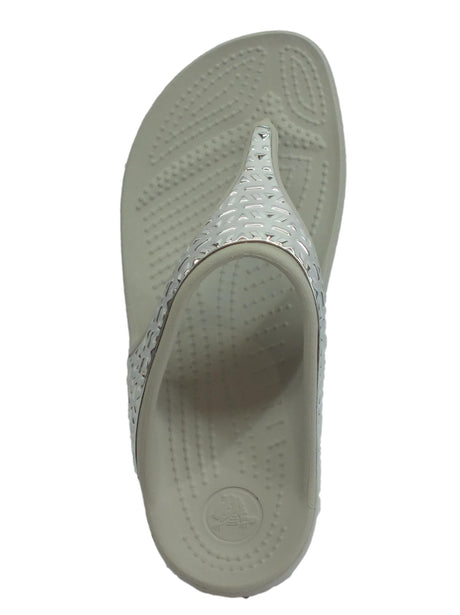 Crocs Infradito Crocs per donna Sloane Graphics in gomma grigio e cromato argento White Silver