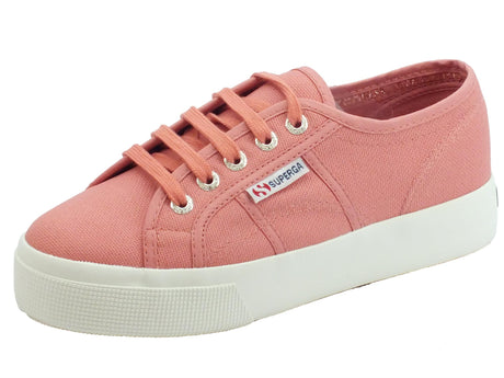 Superga Scarpe Superga per donna in tessuto rosa e zeppa 3,5cm Rose-White