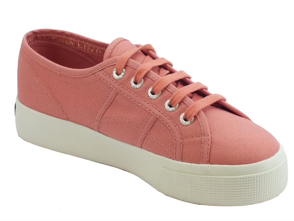 Superga Scarpe Superga per donna in tessuto rosa e zeppa 3,5cm Rose-White