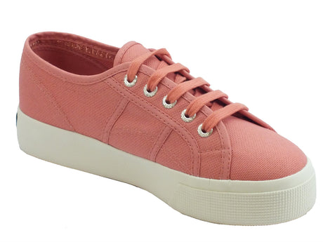 Superga Scarpe Superga per donna in tessuto rosa e zeppa 3,5cm Rose-White