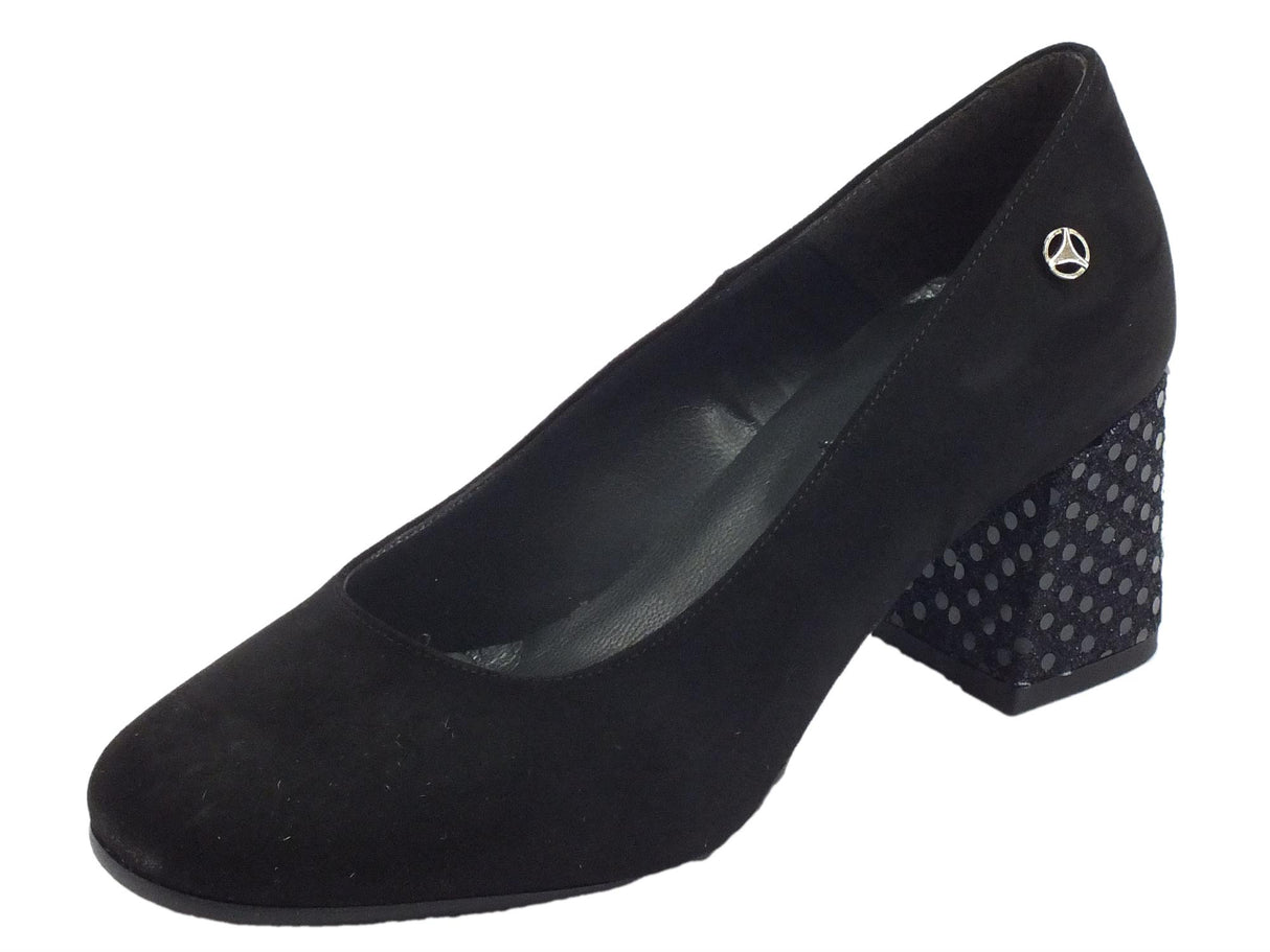 Cinzia Soft Decoltè Cinzia Soft per donna in camoscio nero tacco diamantato nero Nero