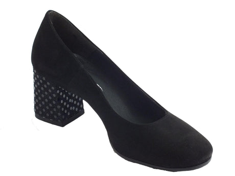 Cinzia Soft Decoltè Cinzia Soft per donna in camoscio nero tacco diamantato nero Nero