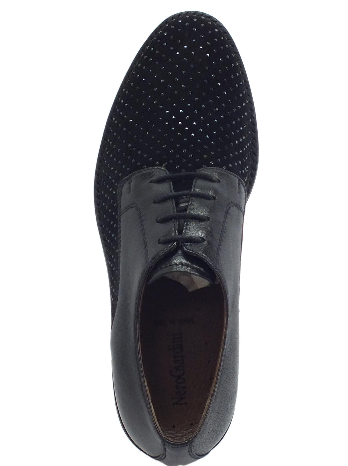 Nero Giardini Scarpe NeroGiardini per donna in camoscio e pelle nera con bulloncini Nero