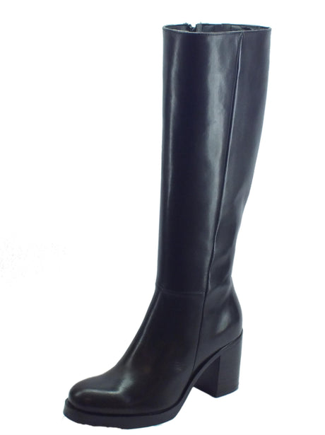 Pregunta Stivali Pegunta in pelle nera tacco alto Nero