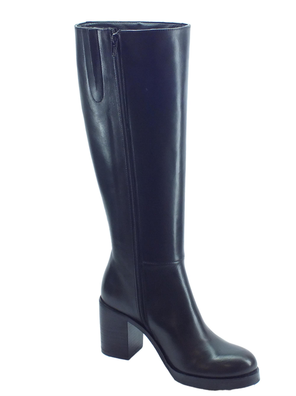 Pregunta Stivali Pegunta in pelle nera tacco alto Nero