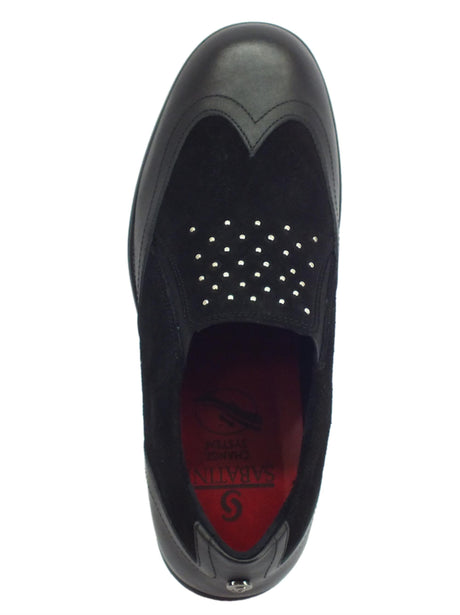 Sabatini Mocassini Confort Sabatini per donna in pelle e camoscio nero sottopiede estraibile Nero