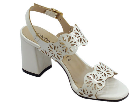 Cinzia Soft Cinzia Soft sandali con tacco alto per donna in vernice laserata bianca Bianco