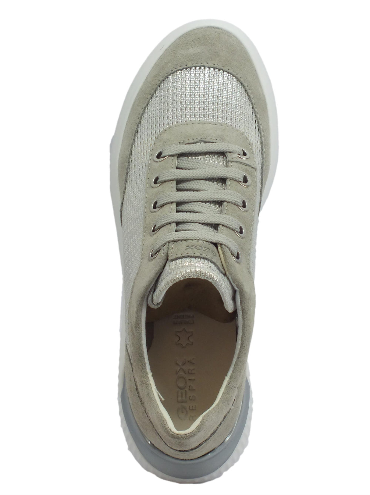 Geox Geox D Theragon sneakers donna in camoscio e tessuto argento grigio zeppa bassa Grey