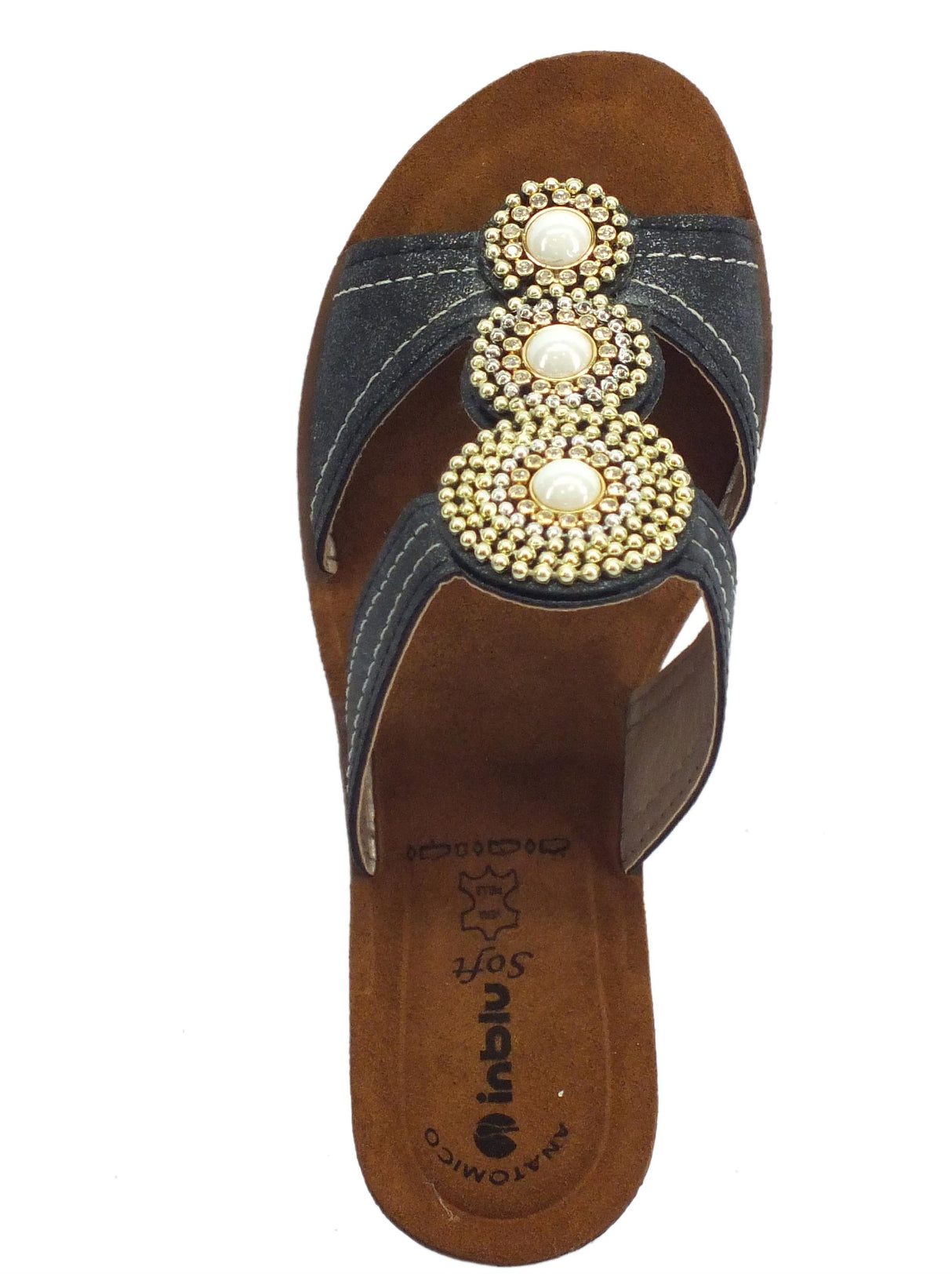 InBlu Ciabatta InBlu in ecopelle satinata nero sottopiede Soft Anatomico Zeppa alta Nero